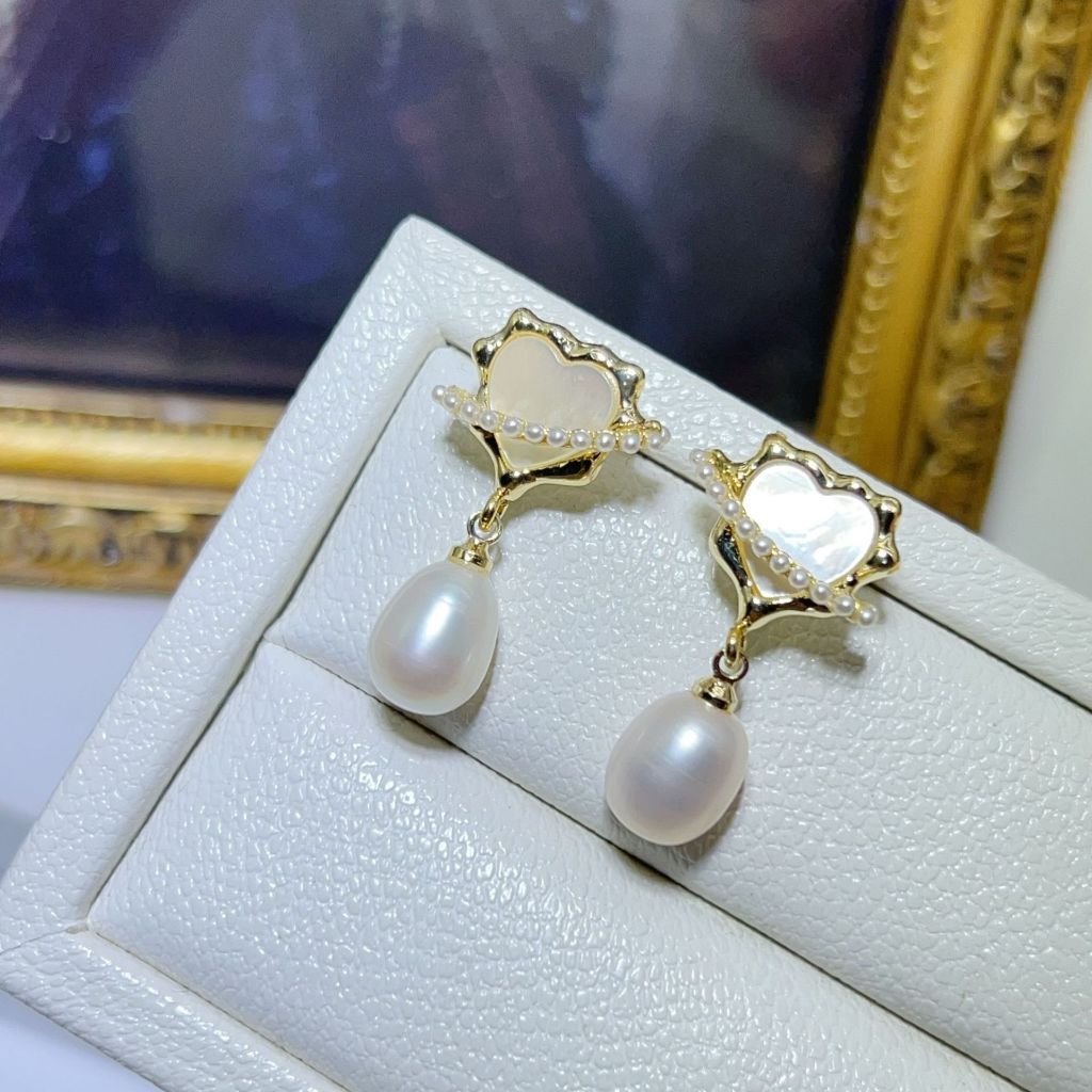 Bông Tai Ngọc Trai Tự Nhiên Mặt Tim Phong Cách Khiêu Gợi Betty Boop MADAME HIEN PEARLS BTG068
