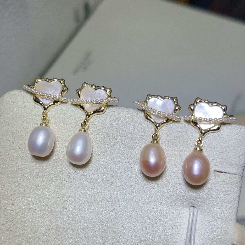 Bông Tai Ngọc Trai Tự Nhiên Mặt Tim Phong Cách Khiêu Gợi Betty Boop MADAME HIEN PEARLS BTG068