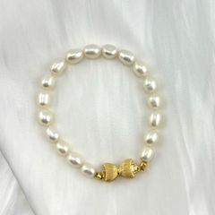 Bộ Set Ngọc Trai Gạo Gồm Vòng cổ + Vòng Tay Hạt Gạo Tự Nhiên 7-8mm Độ Bóng Cao AAA Khoá Nơ Cao Cấp MADAME HIEN PEARLS SCG006