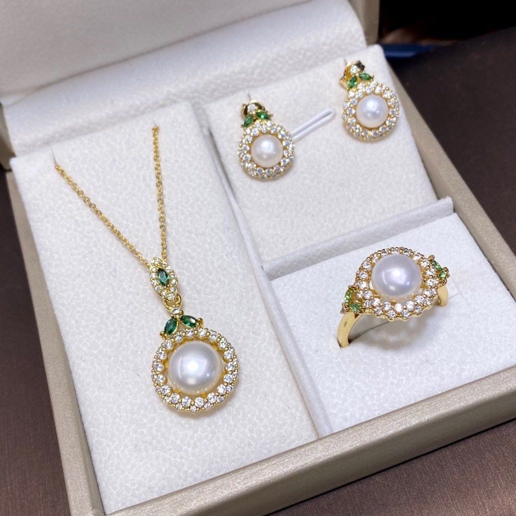 Bộ Set Trang Sức Ngọc Trai Vòng cổ, Nhẫn và Bông Tai Ngọc Trai Tự Nhiên Quà Tặng Sang Trọng Quý Phái MADAME HIEN PEARLS Cho Nữ SPS121