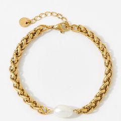 Bộ Vòng Cổ Chocker và Vòng Tay Dây Thép Mắc Xích Mặt Thánh Giá Phối Ngọc Trai Cá Tính Mạnh MADAME HIEN PEARLS SPS058A