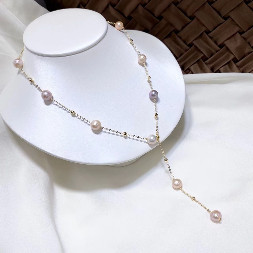 Dây Chuyền Phối Điểm Hạt Ngọc Trai Tự Nhiên Sang Trọng MADAME HIEN PEARLS Cho Nữ CT006