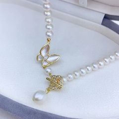 Vòng Cổ Choker Ngọc Trai Nước Ngọt Tự Nhiên Khoá Mặt Bướm Đáng Yêu MADAME HIEN PEARLS Cho Nữ CT013B
