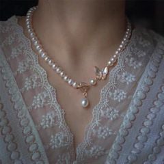 Vòng Cổ Choker Ngọc Trai Nước Ngọt Tự Nhiên Khoá Mặt Bướm Đáng Yêu MADAME HIEN PEARLS Cho Nữ CT013B