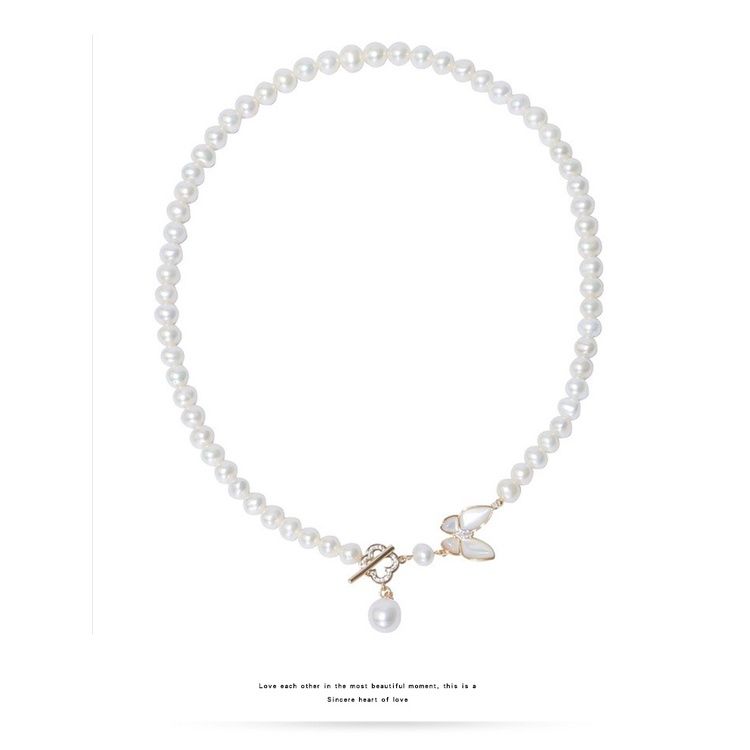 Vòng Cổ Choker Ngọc Trai Nước Ngọt Tự Nhiên Khoá Mặt Bướm Đáng Yêu MADAME HIEN PEARLS Cho Nữ CT013B