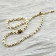 Vòng Cổ Ngọc Trai Tự Nhiên Mặt Ngôi Sao Kim Cho Nữ Đơn Giản MADAME HIEN PEARLS CT022