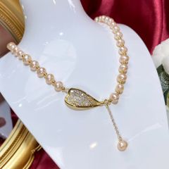 Vòng Cổ Ngọc Trai Mặt Cánh Lá Phối Bi MADAME HIEN PEARLS CT035