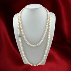 Vòng Cổ Ngọc Trai Gần Tròn Tự Nhiên Dài 130cm Khoá Hoa Hồng MADAME HIEN PEARLS CT039