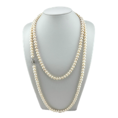 Vòng Cổ Ngọc Trai Gần Tròn Tự Nhiên Dài 130cm Khoá Hoa Hồng MADAME HIEN PEARLS CT039