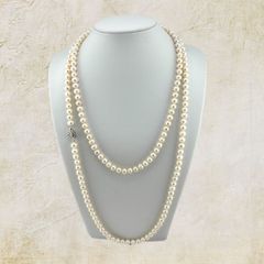 Vòng Cổ Ngọc Trai Gần Tròn Tự Nhiên Dài 130cm Khoá Hoa Hồng MADAME HIEN PEARLS CT039