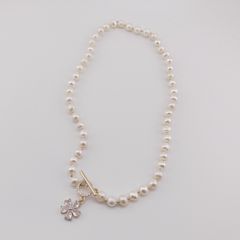 Vòng Cổ Ngọc Trai Khoá OT Hoa Đá Zircon 5 Cánh Tươi Mới MADAME HIEN PEARLS Cho Nữ CT003