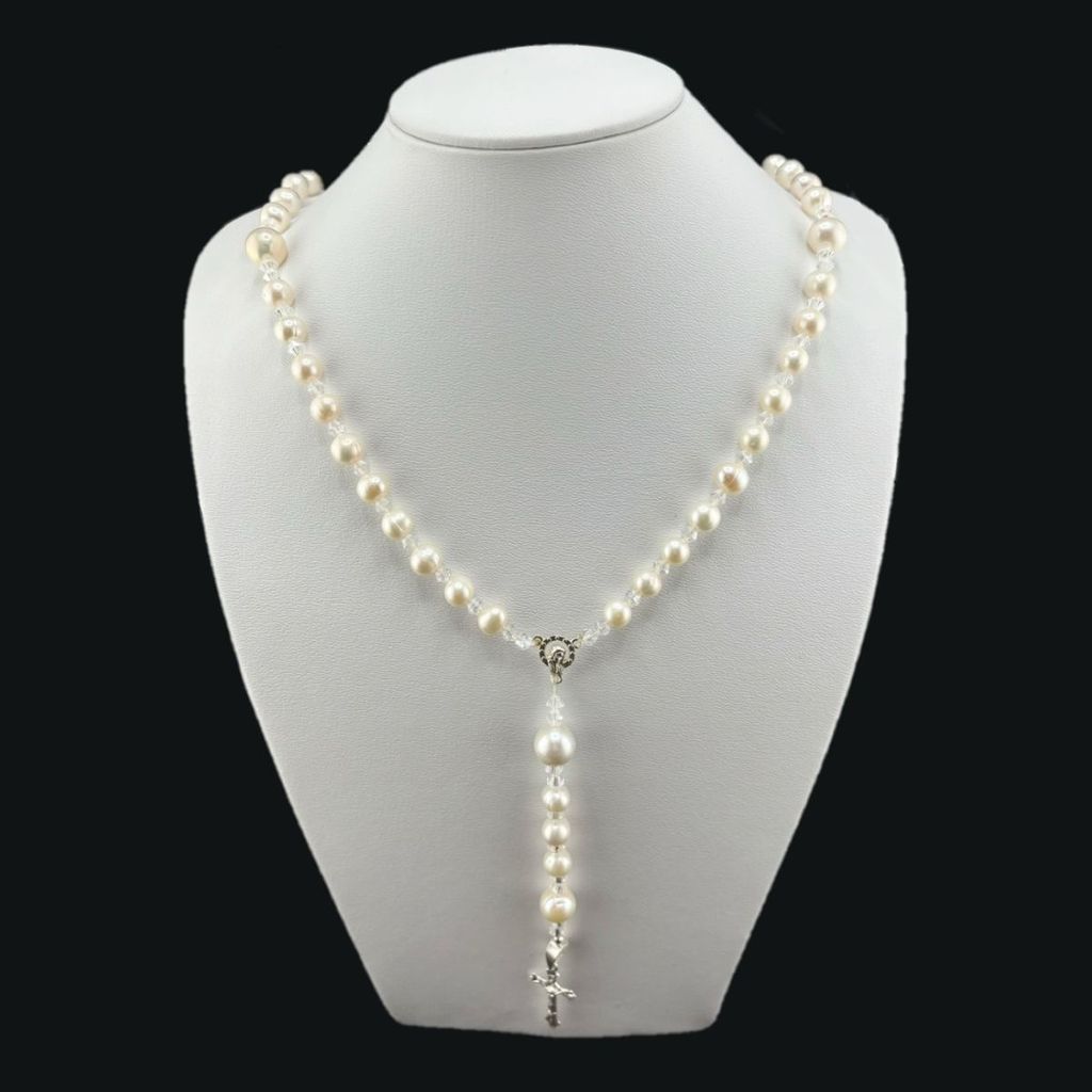 Vòng Cổ Chuỗi Tràng Hạt Mân Côi Ngọc Trai Tự Nhiên Vòng Cổ Công Giáo MADAME HIEN PEARLS CT044