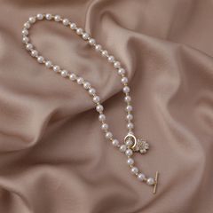 Vòng Cổ Ngọc Trai Tự Nhiên Khoá OT Hoa 5 Cánh Đính Pha Lê MADAME HIEN PEARLS Đáng Yêu Cho Nữ CT048