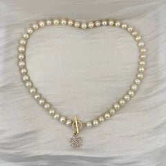 Vòng Cổ Ngọc Trai Tự Nhiên Khoá OT Hoa 5 Cánh Đính Pha Lê MADAME HIEN PEARLS Đáng Yêu Cho Nữ CT048