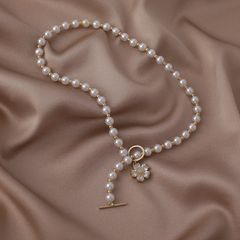 Vòng Cổ Ngọc Trai Tự Nhiên Khoá OT Hoa 5 Cánh Đính Pha Lê MADAME HIEN PEARLS Đáng Yêu Cho Nữ CT048