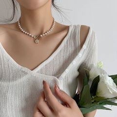 Vòng Cổ Ngọc Trai Tự Nhiên Khoá OT Hoa 5 Cánh Đính Pha Lê MADAME HIEN PEARLS Đáng Yêu Cho Nữ CT048