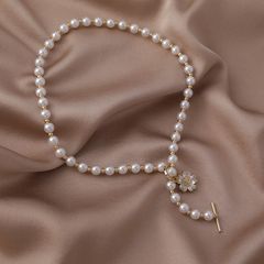 Vòng Cổ Ngọc Trai Tự Nhiên Khoá OT Hoa 5 Cánh Đính Pha Lê MADAME HIEN PEARLS Đáng Yêu Cho Nữ CT048