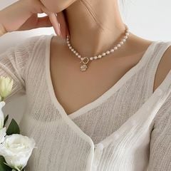 Vòng Cổ Ngọc Trai Tự Nhiên Khoá OT Hoa 5 Cánh Đính Pha Lê MADAME HIEN PEARLS Đáng Yêu Cho Nữ CT048