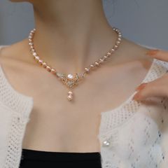 Vòng Cổ Ngọc Trai Tự Nhiên Mặt V Dáng Hưu Sang Trọng MADAME HIEN PEARLS Cho Nữ CT057