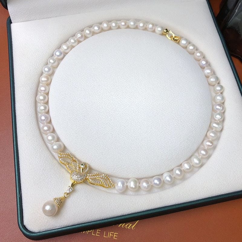 Vòng Cổ Choker Ngọc Trai Tự Nhiên Khoá Thiên Nga Sang Trọng MADAME HIEN PEARLS Cho Nữ CT063