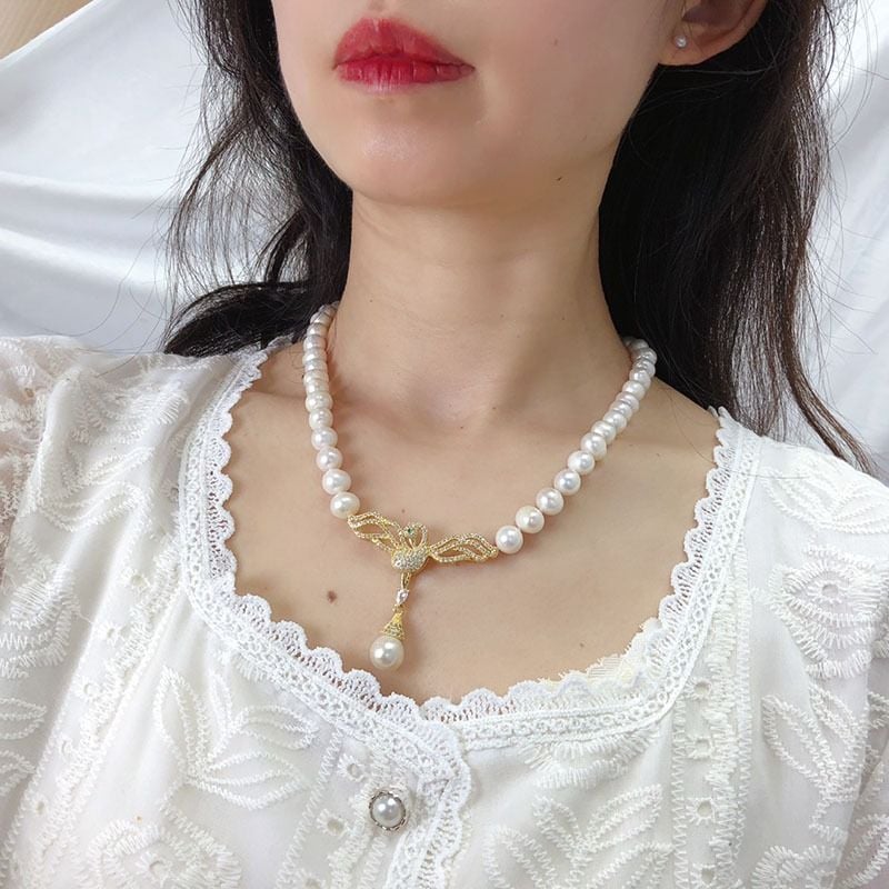 Vòng Cổ Choker Ngọc Trai Tự Nhiên Khoá Thiên Nga Sang Trọng MADAME HIEN PEARLS Cho Nữ CT063