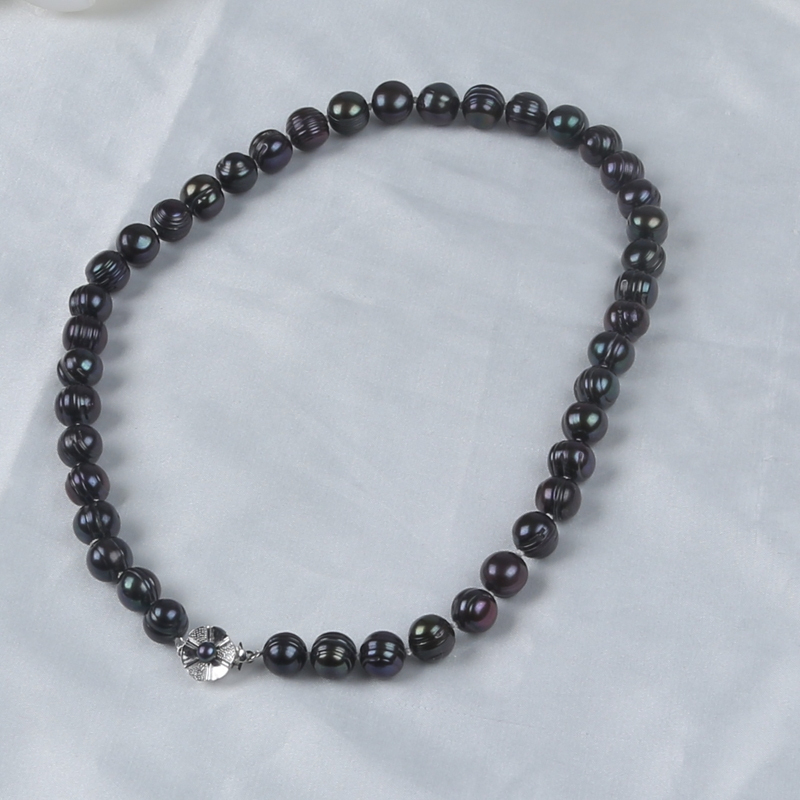 Vòng Cổ Ngọc Trai Đen Khoá Bạc 10-11mm Cá Tính MADAME HIEN PEARLS Unisex Nam Nữ CT018