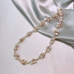 Vòng Cổ Ngọc Trai Tự Nhiên Bện Sắc Màu Phối Pha Lê Trong Suốt MADAME HIEN PEARLS Cho Nữ CT031