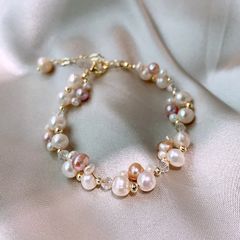 Vòng Cổ Ngọc Trai Tự Nhiên Bện Sắc Màu Phối Pha Lê Trong Suốt MADAME HIEN PEARLS Cho Nữ CT031