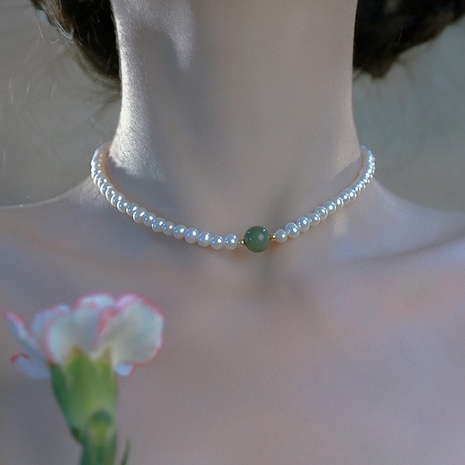 Vòng Cổ Ngọc Trai Mặt Hạt Cẩm Thạch Bi Tròn Sang Trọng MADAME HIEN PEARLS Tối Giản Cho Nữ CT034