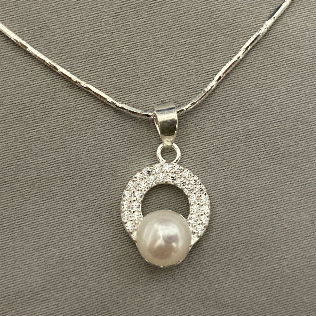 Dây Chuyền Bạc Ta Mặt Ngọc Trai Tự Nhiên MH662 MN025