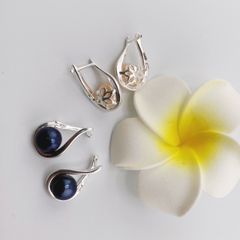 Bông Tai Bạc s925 Mạ Vàng Ý Đính Ngọc Trai 7-8mm Thời Trang Nữ BMVBTN002