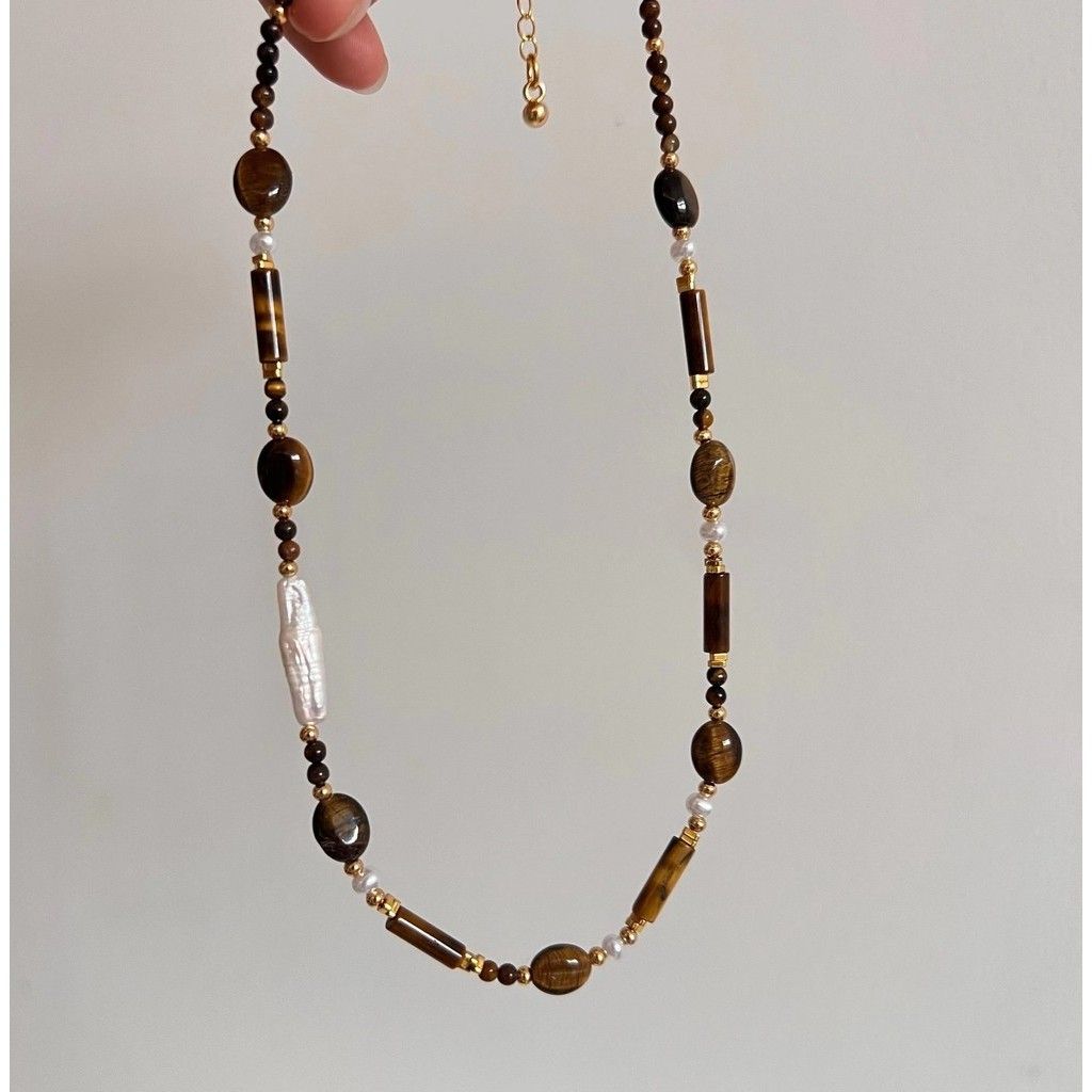 Vòng Cổ Phối Đá Tự Nhiên Phối Ngọc Trai Baroque Phong Cách Niche Dân Tộc Thiểu Số MADAME HIEN PEARLS MB012BC