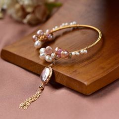 Vòng Tay Ngọc Trai Baroque Không Đều Tự Nhiên Đầy Màu Sắc Kiểu Còng Cứng MADAME HIEN PEARLS Vòng Tay Xoắn Nhỏ Giọt Tua Rua Hạt Ngọc Trai Lạ Mắt VTB061