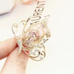 Trâm Cài Áo Dạng Ghim Hình Bướm Đính Viên Ngọc Trai Baroque Tự Nhiên Sang Trọng MADAME HIEN PEARLS PKC012
