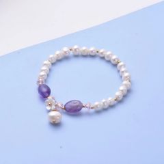 Vòng Tay Ngọc Trai Phối Hoa Mai Và Pha Lê Ngọt Ngào Kèm Cham Hạt Ngọc Trai MADAME HIEN PEARLS Thời Trang Nữ VTT058T