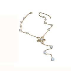 Vòng Cổ Dây Chuyền Điểm Hạt Ngọc Trai Tự Nhiên Mặt Hoa 5 Cánh Nối Tua Rua Dài Sành Điệu MADAME HIEN PEARLS Cho Nữ CT067