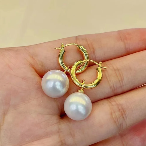 Bông Tai Bạc Ý Đính Ngọc Trai Edison Tự Nhiên MADAME HIEN PEARLS Khoá Tròn Tối Giản