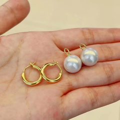 Bông Tai Bạc Ý Đính Ngọc Trai Edison Tự Nhiên MADAME HIEN PEARLS Khoá Tròn Tối Giản BTT061