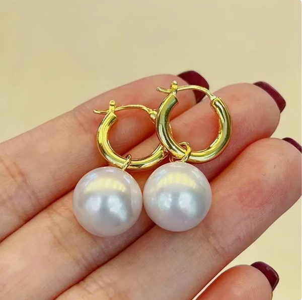 Bông Tai Bạc Ý Đính Ngọc Trai Edison Tự Nhiên MADAME HIEN PEARLS Khoá Tròn Tối Giản BTT061