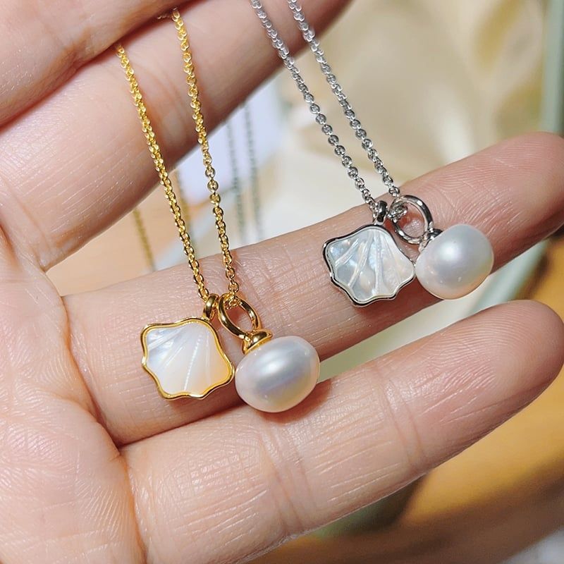 Mặt Dây Chuyền Ngọc Trai Tự Nhiên Phối Cham Vỏ Sò Biển Xà Cừ Dễ Thương MADAME HIEN PEARLS MG030