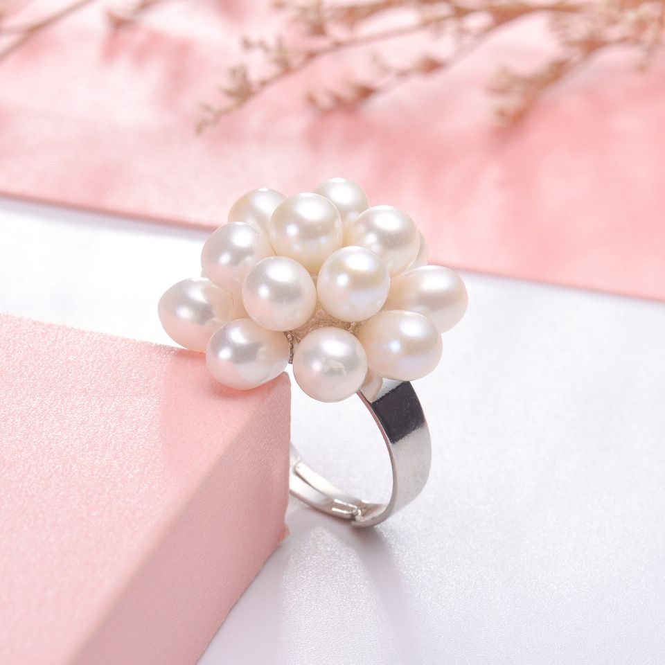 Bộ Set Ngọc Trai Vòng Cổ, Nhẫn và Bông Tai Bộ Trang Sức Ngọc Trai Chùm Nho Lạ Mắt Sang Trọng MADAME HIEN PEARLS Cho Nữ SPS094