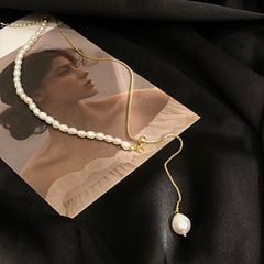 Vòng cổ Choker Ngọc Trai Tự Nhiên Khoá Có Thể Điều Chỉnh Mặt 1 Hạt Ngọc Trai Tua Rua MADA CG021