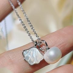 Mặt Dây Chuyền Ngọc Trai Tự Nhiên Phối Cham Vỏ Sò Biển Xà Cừ Dễ Thương MADAME HIEN PEARLS MG030