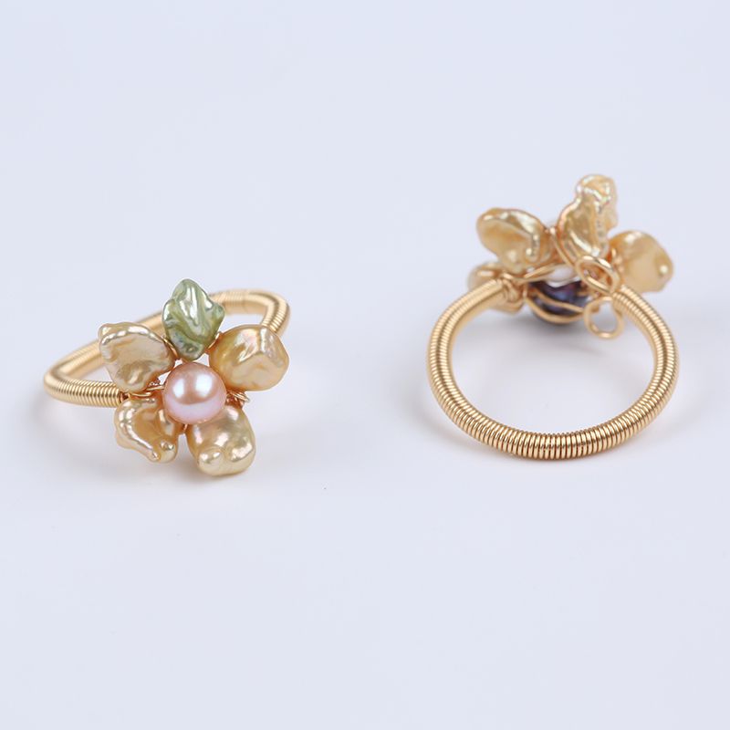 Nhẫn Hoa Mai Ngọc Trai Baroque Tự Nhiên Phong Cách Cá Tính MADAME HIEN PEARLS NB006