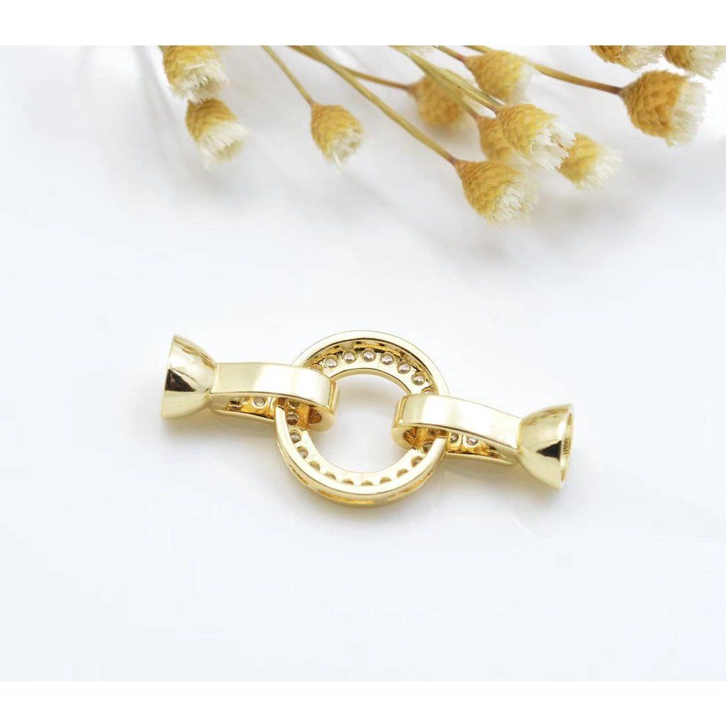 Khóa Cài Mặt Dây Chuyền Dây Tay Kẹp Nối Mạ Vàng 14k Mặt Tròn Dây Kẹp Đính Đá MADAME HIEN PEARLS