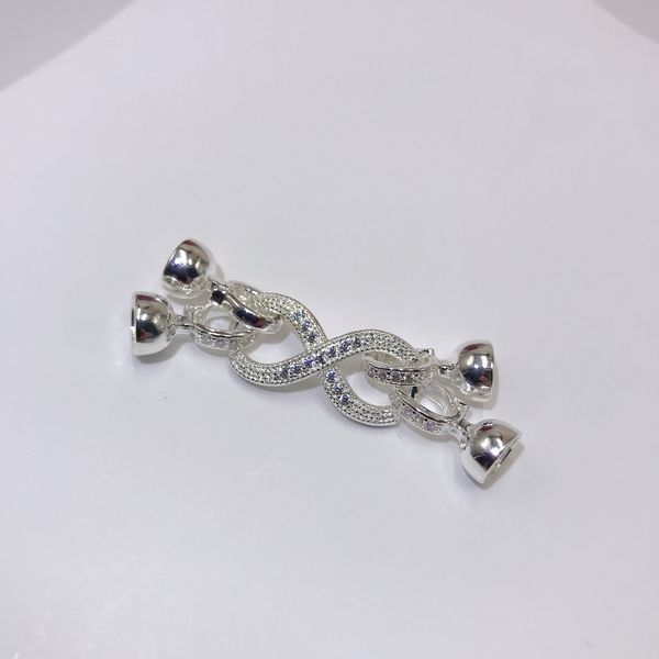 Khóa Cài Mặt Dây Chuyền Đôi 2 Dây Mặt Số 8 Vô Cực Cẩn Đá Zircon Mạ Vàng 14K MADAME HIEN PEARLS PKKC016