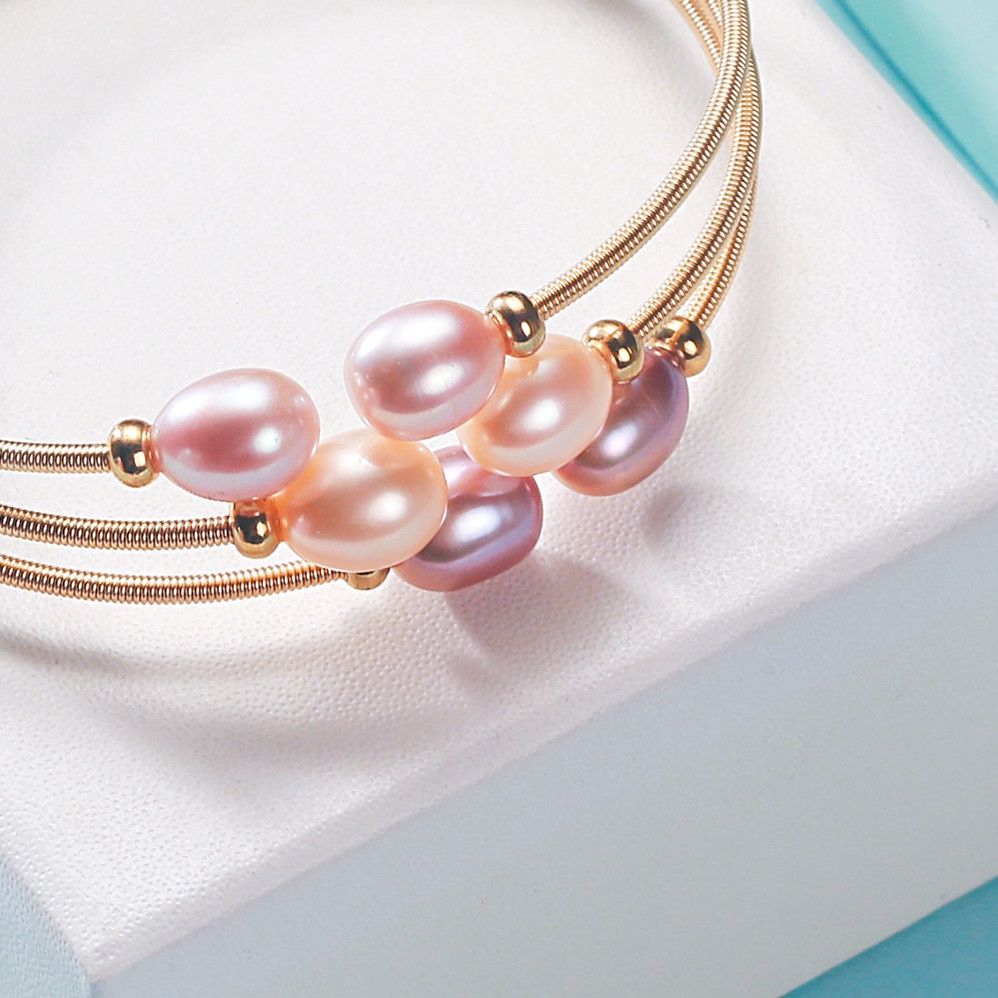 Vòng Tay Gọng Hở Đính Ngọc Trai Giọt Nước Kiểu Còng Cứng Đính Ngọc Trai MADAME HIEN PEARL Thời Trang Freesize VTG004M