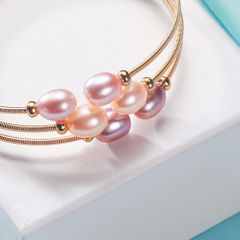 Vòng Tay Gọng Hở Đính Ngọc Trai Giọt Nước Kiểu Còng Cứng Đính Ngọc Trai MADAME HIEN PEARL Thời Trang Freesize VTG004M