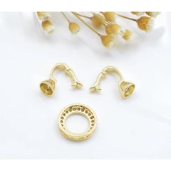 Khóa Cài Mặt Dây Chuyền Dây Tay Kẹp Nối Mạ Vàng 14k Mặt Tròn Dây Kẹp Đính Đá MADAME HIEN PEARLS