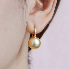 Bông Tai Bạc s925 Mạ Vàng Ý Đính Ngọc Trai 11mm Hạt Tròn Đẹp Grade AAA Mặt Khung U MADAME HIEN PEARLS BMVBTT013